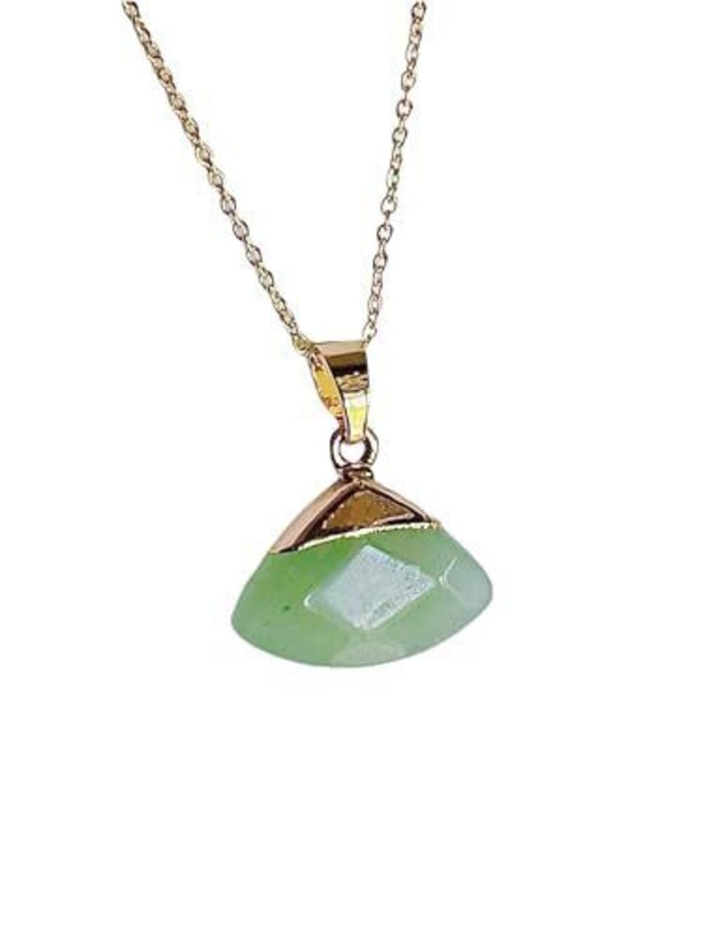 4211 Natural Jade Fan Shape Earrings and Necklace Set, Dainty 18k Gold